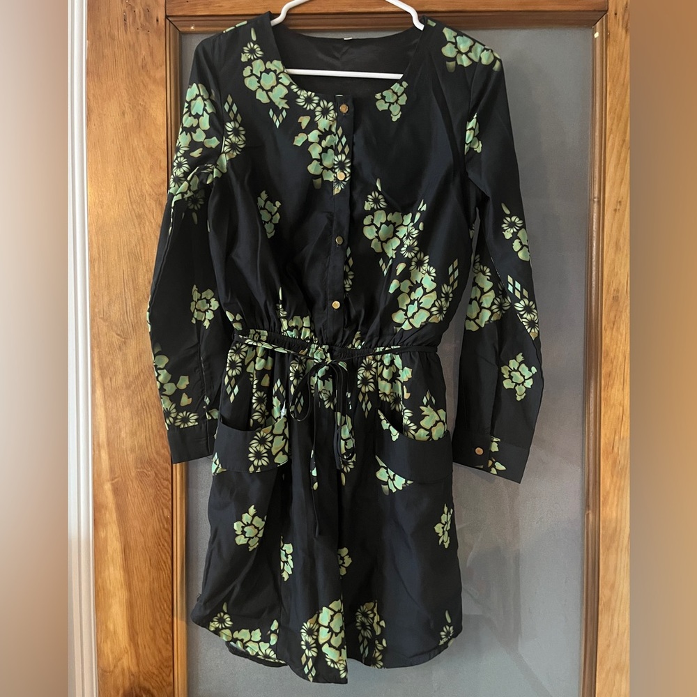 Floral Navy and Green Dress